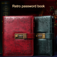 Carnet de notes vintage personnalisé B6 en cuir cousu avec serrure à code, motif gaufré, 120 feuilles, cadeau verrouillable pour étudiant