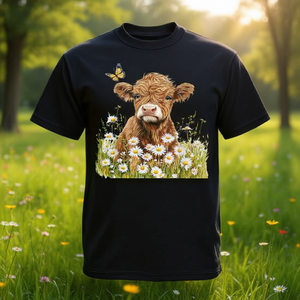 Camiseta floral con diseño de vaca de las Tierras Altas y flores para bebé - Product Image 3