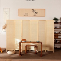 Paravent pliant de style chinois en bois, bambou et rotin, séparateur de pièce mobile et pliable pour salon et hôtel