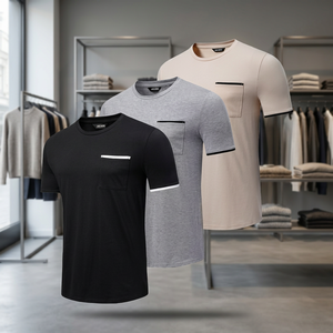 Camiseta de Hombre de Alta Calidad, Casual, Tejida, 100% Poliéster, Manga Corta, Cuello Redondo, Corte Regular, Secado Rápido, Transpirable, Ecológica, Lisa - Product Image 3