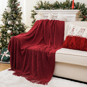 Plaid Bohème Rouge de Noël 50''x6'' pour Canapé, Lit et Fauteuil – Couverture Décorative pour Salon et Chambre - Product Image 3