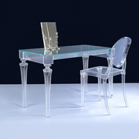 Table rectangulaire longue transparente pour mariage avec base en acrylique et plateau en verre trempé pour les événements de mariage
