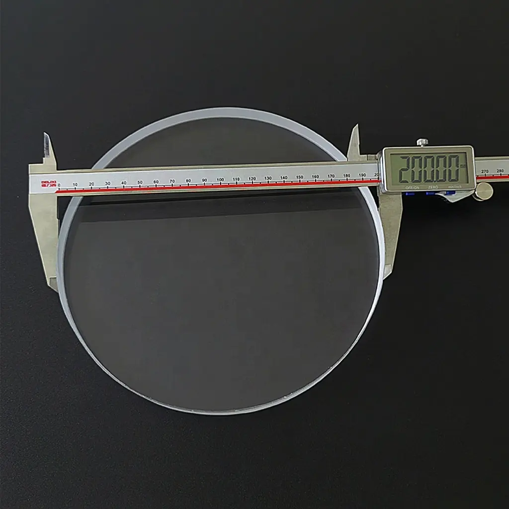 Cakram Kaca Kuarsa Transparan Bulat 200-300Mm Kemurnian Tinggi Kaca Penglihatan Quartz Optik JGS2 Tahan Panas