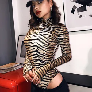 Body cheetah manga longa outono 2019, venda quente