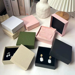 Cajas de regalo rígidas de papel blanco rosa pequeñas de lujo, anillos de almacenamiento de joyería de alta calidad, collares, pendientes, pulseras, lámina cosmética - Product Image 1
