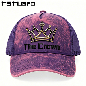 Gorra Trucker Estructurada de 5 Paneles con Logotipo Personalizado, Tie-Dye, Malla Lavada al Ácido, Corona Dorada 3D, Moda de Invierno, Para Exteriores, Venta al por Mayor - Product Image 2