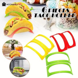Soporte para tacos, soporte para tortillas, soporte de plástico de calidad alimentaria para comida mexicana, uso en pícnic, color rojo, amarillo, rosa, forma irregular - Product Image 4