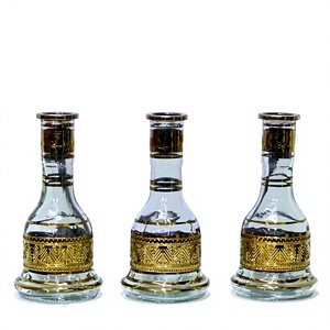 Base de Cachimba de Lujo Transparente y Dorada con Relieve - Product Image 1