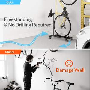 Support de sol <span class=keywords><strong>vertical</strong></span> à hauteur réglable pour vélo intérieur autoportant pour roues de 29 pouces pour <span class=keywords><strong>garage</strong></span> - Product Image 3