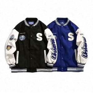 גברים רופפים כחול אמריקאי וינטג 'כדור בייסבול וינטג' קט קלין כחול עור ניילון תפירה סווטשירט - Product Image 2