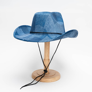 หมวก<span class=keywords><strong>คาวบอย</strong></span>ลายสก็อตสีน้ำเงินย้อนยุคสำหรับทุกเพศ ขายส่ง - สไตล์ตะวันตก คลาสสิก สำหรับฤดูร้อน กิจกรรมกลางแจ้ง สวมใส่สบาย - Product Image 1