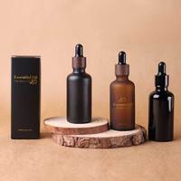 Flacons Compte-gouttes Rechargeables en Verre Ambré 30ml 50ml 100ml, Vides, pour Huiles Essentielles et Sérums, avec Bouchons en Plastique Aspect Bois Foncé