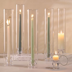 Hurricane <b>Glass</b> <b>Cylinder</b> Candle Holder Windproof Tapered for Wedding and Party - Product Image 1