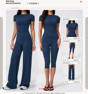 Conjuntos Deportivos de 2 Piezas para Mujer SHINBENE, Tops Cortos Básicos de Manga Corta y Leggings Capri de Cintura Alta, Ropa Deportiva Informal - Product Image 4