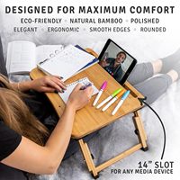 Combohome Bureau d'ordinateur moderne en bambou Table d'ordinateur pliable pour travailler sur le lit Table d'ordinateur portable pliable