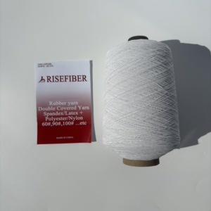 Độ bền cao thân thiện với môi <span class=keywords><strong>Polyester</strong></span> đôi bao phủ cao su tráng lõi kéo sợi cho tay đan may risefiber thương hiệu - Product Image 4