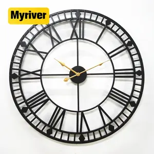 Myriver 북유럽 거실 황동 빛 럭셔리 벽 시계 현대 성격 크리 에이 티브 시계 미니멀리스트 호두 벽시계