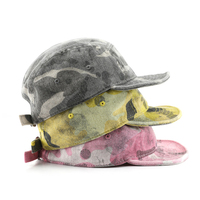 Gorra de 5 Paneles de Lona Camuflada Lavada, Visera Corta Plana, Hebilla Metálica, Correa Ajustable, Estilo Vintage, Camuflaje Desgastado, Unisex, para Camping