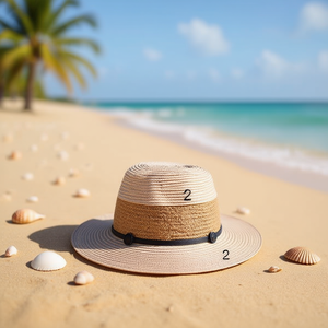 Cappello di Paglia Patchwork da Donna con Tesa Larga, Protezione Solare Estiva, Accessorio Moda per Spiaggia e Attività all'Aperto - Product Image 2