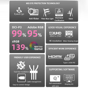 MSI现代MD271UL 27 "4K UHD 60hz平板商务低蓝光无闪烁护眼监视器，适用于家庭办公室MSI监视器 - Product Image 6