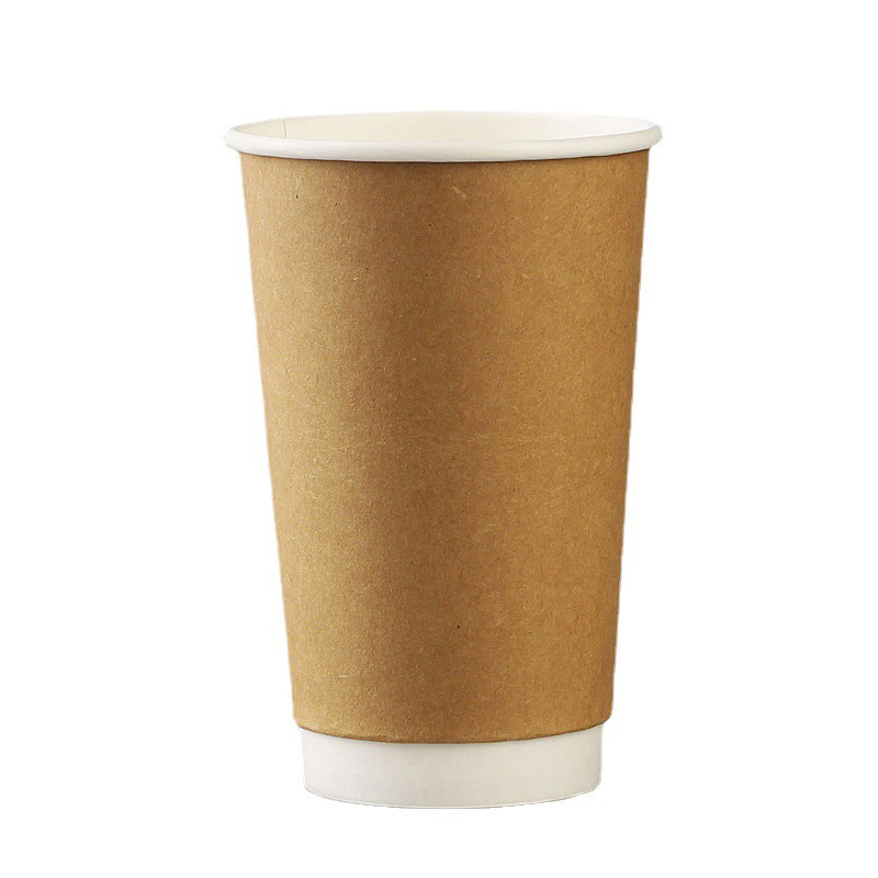 Wholesale Biodegradable 8oz 12oz Double Wall Kraft PLA Paper Coffee Cups Disposable Take-Away Custom Logo Embossing Stamping PE