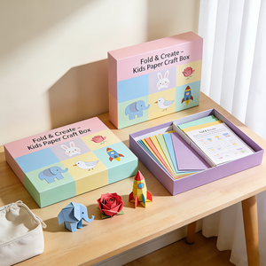 Ensemble d'<span class=keywords><strong>origami</strong></span> en carton fait main pour enfants - Jouets d'<span class=keywords><strong>origami</strong></span> en papier éducatifs et amusants avec boîte de matériaux DIY personnalisable (thème carton) - Product Image 3
