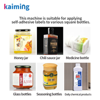 Mesin Pelabel Botol Bundar Datar Kaca & Logam Otomatis Elektrik untuk Meja Kerja dengan Konveyor, Gearbox, dan Layar Sentuh