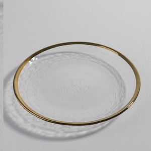 Assiette en <span class=keywords><strong>verre</strong></span> à bord doré Assiette à grains froids Bol en <span class=keywords><strong>pyrex</strong></span> Bol à dessert et à salade Vaisselle en <span class=keywords><strong>verre</strong></span> - Product Image 4