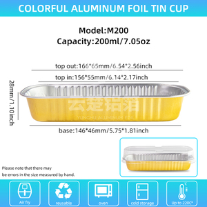 200ml màu hồng có thể tái chế hình chữ nhật khay bánh mì với nắp nhôm lá mỏng Bánh Pan nhôm lá nướng container với nắp - Product Image 6