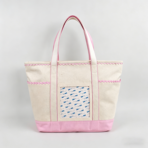 Bolsa de lona personalizada con ribete festoneado Ric Rac, diseño de puntadas autoadhesivas para ventana y estilo tote, con acabado propio - Product Image 2