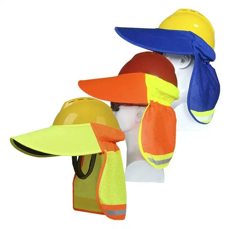 Topi keras pelindung matahari reflektif visibilitas tinggi kerai jala tepi standar penuh pelindung matahari Hi Vis topi keras