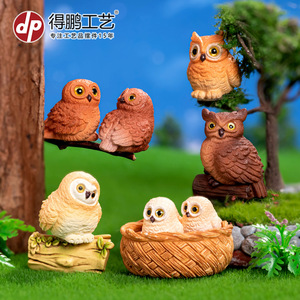 <b>Miniature</b> Realistic Owl Figurines Resin Garden Decor Desktop Ornament Indoor Outdoor Animal Shape Painted Finish - Product Image 3