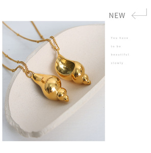 สร้อยคอจี้รูปเปลือกหอยสไตล์วันหยุด ทำจากไทเทเนียมสตีล - Product Image 3