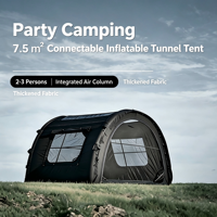 Tente Gonflable Tunnel en Coton pour Camping Familial et Fêtes, Étanche 3000mm, Montage Rapide, Résistante au Vent, Portable 4 Personnes