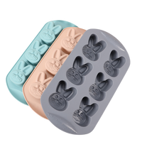 Moule à gâteau en silicone à 6 cavités en forme de lapin, antiadhésif, résistant à la chaleur, pour chocolat, pudding, desserts de Pâques faits maison, outil de pâtisserie