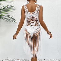 Vestido de Playa de Verano para Mujer, Traje de Baño Negro, Top de Playa Transparente con Malla