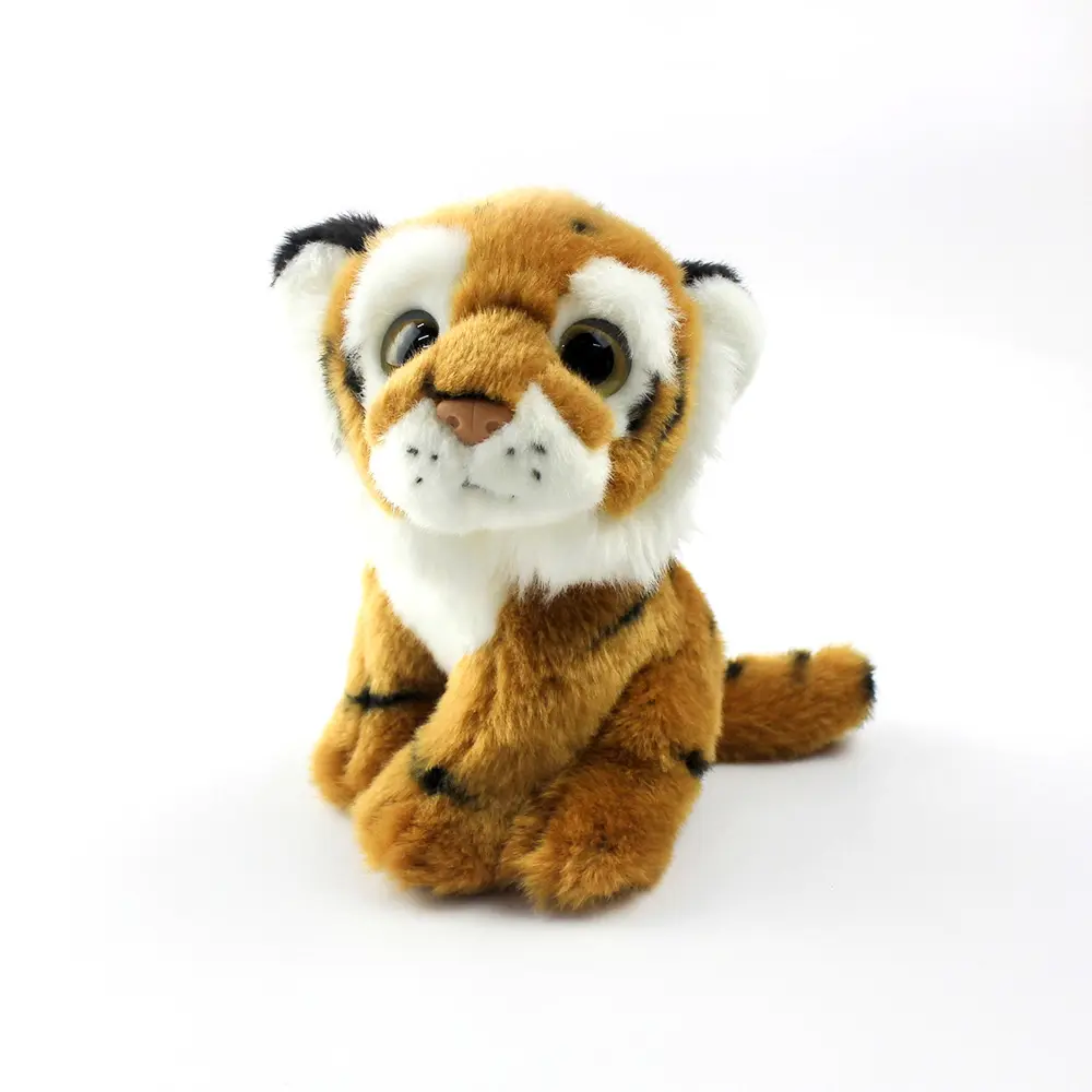 OEM ODM Brown simulazione farcito Smart Tiger peluche seduta postura bambola animale selvatico Festival di festa per bambine