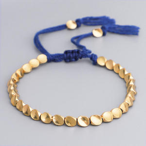 Hochwertige Handgefertigte <span class=keywords><strong>Tibe</strong></span>-Seil Verstellbare Armbänder Kupferperlen Glücksbringer Unisex Einzigartig Trendy 14K Vergoldeter Baumwoll-Schmuck Geschenk - Product Image 5