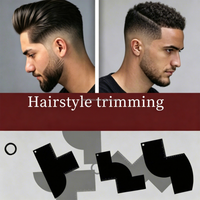 Outil de façonnage de la ligne des cheveux pour barbier, carte d'amélioration de la barbe, spray de salon de coiffure pour les contours avec règle de mesure, gabarit de ligne des cheveux pour barbe