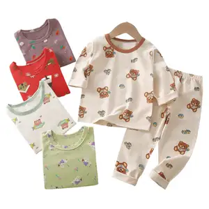 Рождественская пижама с длинным рукавом, брюки для девочек, детская одежда, От 3 до 8 лет фабричная детская пижама, акция