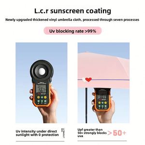 Paraguas Plegable de Tres Pliegues con Diseño Retro de Puntos, Doble Uso, Protección Solar y Contra Rayos UV, Personalizable - Product Image 3