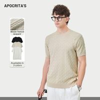 T-shirt classique pour homme, coupe classique, en viscose/polyester, tricoté, design uni, respirant, décontracté, manches courtes, pull-over, pour le quotidien et les trajets domicile-travail