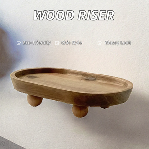 <strong>Vintage</strong> Modern Farmhouse Wood Riser Round Acacia Pedestal Bath <strong>Stand</strong> Plant Holder <strong>Cake</strong> <strong>Stand</strong> Soap Tray for Desk Display - Product Image 4