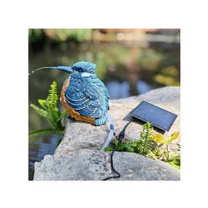 नए सौर जल फव्वारे पक्षी प्रतिमा राल पशु उद्यान के लिए अलंकृत आभूषण - Product Image 1