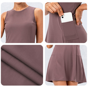 Robe de golf et de tennis athleisure pour femmes grandes tailles avec poche, ensemble de vêtements de course à pied et de tennis, robe sans manches et short, ensemble 2 pièces - Product Image 3