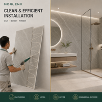 Revêtement mural en SPC à veines de marbre gris MORLENX, panneau décoratif imperméable pour hôtel, villa, hall d'entrée