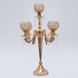 Candelabro de cristal dorado de 5 brazos para centros de <span class=keywords><strong>mesa</strong></span> de boda - Product Image 1