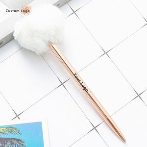 Fun Fluffy Metal Pom Ballpoint <b>Pen</b> - Perfect for Team Building Events - Product Image 1
