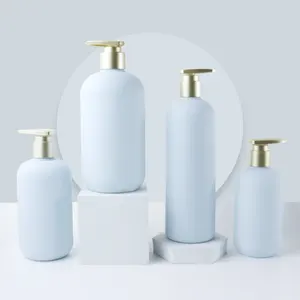 Soft Body Lotion Pump HDPE Squeeze 200ml 260ml 300ml 400ml 500ml Cosmetic Shampoo Bottles With Gold Pump