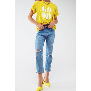 Jeans Regular Effetto Usurato in Lavaggio Azzurro Chiaro - Product Image 4